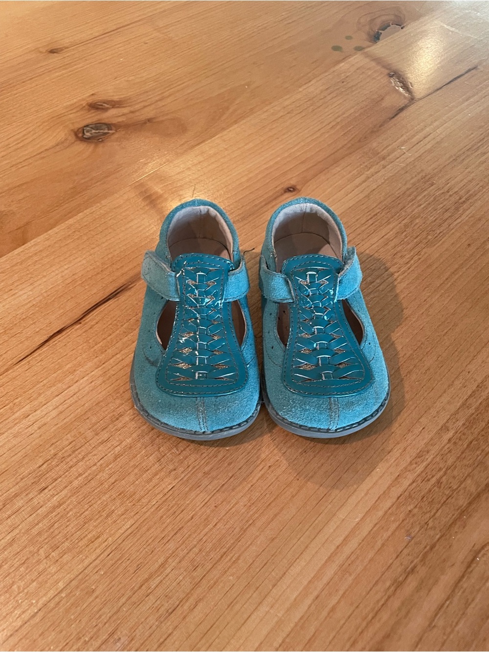 Livie & Luca Teal Suede Closed-Toe Mary Jane Sandals